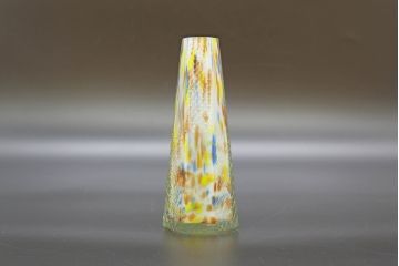 昭和レトロ　戦前　大正　置くだけでお部屋のアクセントになる古いマーブルガラス花瓶2個セット(六角、一輪挿し、花入、花器、硝子)(R-076613)