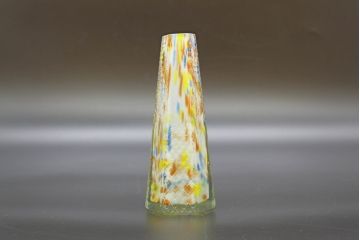 昭和レトロ　戦前　大正　置くだけでお部屋のアクセントになる古いマーブルガラス花瓶2個セット(六角、一輪挿し、花入、花器、硝子)(R-076613)