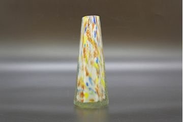 昭和レトロ　戦前　大正　置くだけでお部屋のアクセントになる古いマーブルガラス花瓶2個セット(六角、一輪挿し、花入、花器、硝子)(R-076613)