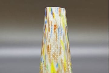昭和レトロ　戦前　大正　置くだけでお部屋のアクセントになる古いマーブルガラス花瓶2個セット(六角、一輪挿し、花入、花器、硝子)(R-076613)