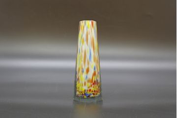 昭和レトロ　戦前　大正　置くだけでお部屋のアクセントになる古いマーブルガラス花瓶2個セット(六角、一輪挿し、花入、花器、硝子)(R-076613)