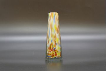 昭和レトロ　戦前　大正　置くだけでお部屋のアクセントになる古いマーブルガラス花瓶2個セット(六角、一輪挿し、花入、花器、硝子)(R-076613)