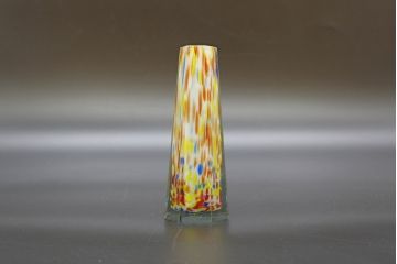 昭和レトロ　戦前　大正　置くだけでお部屋のアクセントになる古いマーブルガラス花瓶2個セット(六角、一輪挿し、花入、花器、硝子)(R-076613)