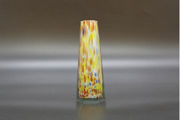昭和レトロ　戦前　大正　置くだけでお部屋のアクセントになる古いマーブルガラス花瓶2個セット(六角、一輪挿し、花入、花器、硝子)(R-076613)