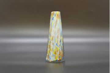 昭和レトロ　戦前　大正　置くだけでお部屋のアクセントになる古いマーブルガラス花瓶2個セット(六角、一輪挿し、花入、花器、硝子)(R-076614)