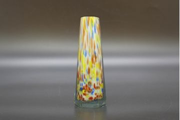 昭和レトロ　戦前　大正　置くだけでお部屋のアクセントになる古いマーブルガラス花瓶2個セット(六角、一輪挿し、花入、花器、硝子)(R-076614)