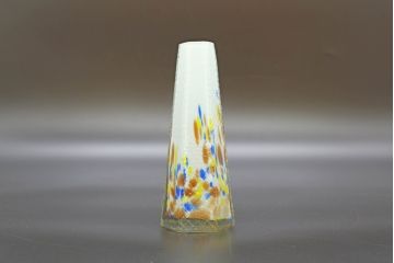 昭和レトロ　戦前　大正　置くだけでお部屋のアクセントになる古いマーブルガラス花瓶2個セット(六角、一輪挿し、花入、花器、硝子)(R-076615)