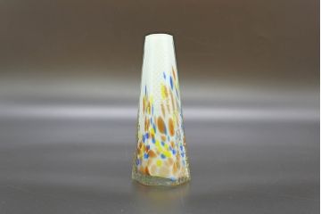 昭和レトロ　戦前　大正　置くだけでお部屋のアクセントになる古いマーブルガラス花瓶2個セット(六角、一輪挿し、花入、花器、硝子)(R-076615)