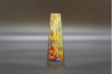 昭和レトロ　戦前　大正　置くだけでお部屋のアクセントになる古いマーブルガラス花瓶2個セット(六角、一輪挿し、花入、花器、硝子)(R-076615)