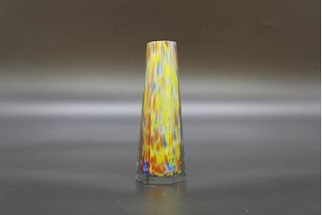 昭和レトロ　戦前　大正　置くだけでお部屋のアクセントになる古いマーブルガラス花瓶2個セット(六角、一輪挿し、花入、花器、硝子)(R-076615)