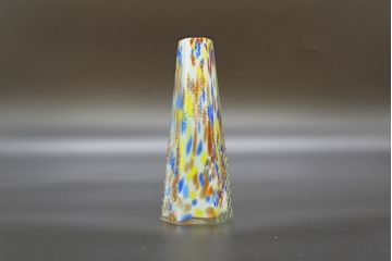 昭和レトロ　戦前　大正　置くだけでお部屋のアクセントになる古いマーブルガラス花瓶2個セット(六角、一輪挿し、花入、花器、硝子)(R-076616)