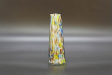 昭和レトロ　戦前　大正　置くだけでお部屋のアクセントになる古いマーブルガラス花瓶2個セット(六角、一輪挿し、花入、花器、硝子)(R-076616)