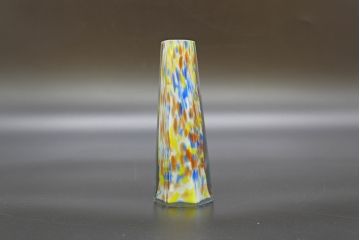 昭和レトロ　戦前　大正　置くだけでお部屋のアクセントになる古いマーブルガラス花瓶2個セット(六角、一輪挿し、花入、花器、硝子)(R-076616)