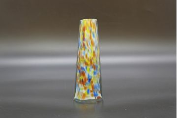 昭和レトロ　戦前　大正　置くだけでお部屋のアクセントになる古いマーブルガラス花瓶2個セット(六角、一輪挿し、花入、花器、硝子)(R-076616)