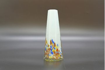 昭和レトロ　戦前　大正　置くだけでお部屋のアクセントになる古いマーブルガラス花瓶2個セット(六角、一輪挿し、花入、花器、硝子)(R-076617)