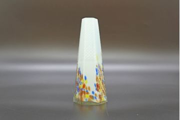 昭和レトロ　戦前　大正　置くだけでお部屋のアクセントになる古いマーブルガラス花瓶2個セット(六角、一輪挿し、花入、花器、硝子)(R-076617)