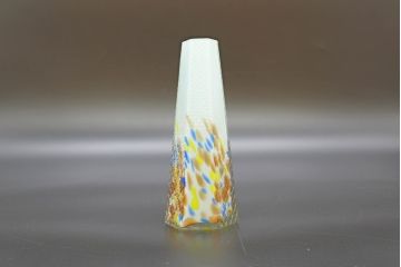 昭和レトロ　戦前　大正　置くだけでお部屋のアクセントになる古いマーブルガラス花瓶2個セット(六角、一輪挿し、花入、花器、硝子)(R-076617)