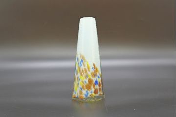 昭和レトロ　戦前　大正　置くだけでお部屋のアクセントになる古いマーブルガラス花瓶2個セット(六角、一輪挿し、花入、花器、硝子)(R-076617)