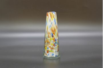 昭和レトロ　戦前　大正　置くだけでお部屋のアクセントになる古いマーブルガラス花瓶2個セット(六角、一輪挿し、花入、花器、硝子)(R-076617)
