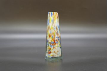 昭和レトロ　戦前　大正　置くだけでお部屋のアクセントになる古いマーブルガラス花瓶2個セット(六角、一輪挿し、花入、花器、硝子)(R-076617)