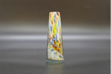 昭和レトロ　戦前　大正　置くだけでお部屋のアクセントになる古いマーブルガラス花瓶2個セット(六角、一輪挿し、花入、花器、硝子)(R-076617)
