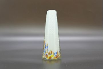 昭和レトロ　戦前　大正　置くだけでお部屋のアクセントになる古いマーブルガラス花瓶2個セット(六角、一輪挿し、花入、花器、硝子)(R-076618)