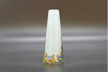 昭和レトロ　戦前　大正　置くだけでお部屋のアクセントになる古いマーブルガラス花瓶2個セット(六角、一輪挿し、花入、花器、硝子)(R-076618)