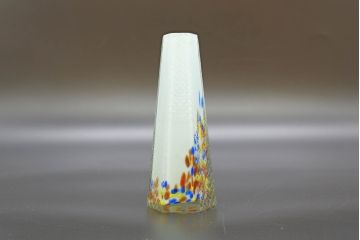 昭和レトロ　戦前　大正　置くだけでお部屋のアクセントになる古いマーブルガラス花瓶2個セット(六角、一輪挿し、花入、花器、硝子)(R-076618)