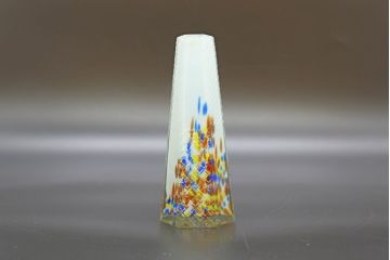 昭和レトロ　戦前　大正　置くだけでお部屋のアクセントになる古いマーブルガラス花瓶2個セット(六角、一輪挿し、花入、花器、硝子)(R-076618)