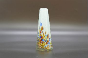 昭和レトロ　戦前　大正　置くだけでお部屋のアクセントになる古いマーブルガラス花瓶2個セット(六角、一輪挿し、花入、花器、硝子)(R-076618)