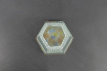 昭和レトロ　戦前　大正　置くだけでお部屋のアクセントになる古いマーブルガラス花瓶2個セット(六角、一輪挿し、花入、花器、硝子)(R-076618)