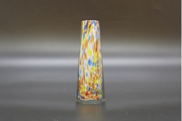 昭和レトロ　戦前　大正　置くだけでお部屋のアクセントになる古いマーブルガラス花瓶2個セット(六角、一輪挿し、花入、花器、硝子)(R-076618)