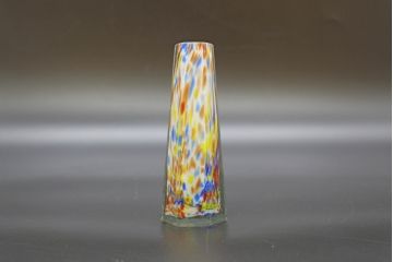 昭和レトロ　戦前　大正　置くだけでお部屋のアクセントになる古いマーブルガラス花瓶2個セット(六角、一輪挿し、花入、花器、硝子)(R-076618)