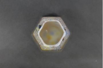 昭和レトロ　戦前　大正　置くだけでお部屋のアクセントになる古いマーブルガラス花瓶2個セット(六角、一輪挿し、花入、花器、硝子)(R-076618)