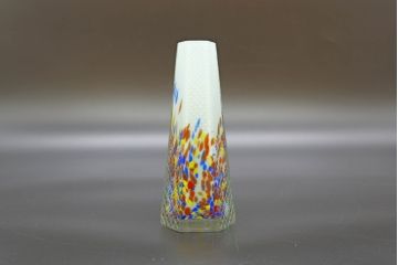 昭和レトロ　戦前　大正　置くだけでお部屋のアクセントになる古いマーブルガラス花瓶2個セット(六角、一輪挿し、花入、花器、硝子)(R-076619)