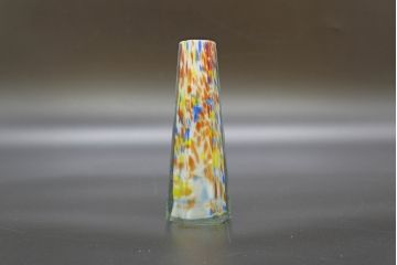 昭和レトロ　戦前　大正　置くだけでお部屋のアクセントになる古いマーブルガラス花瓶2個セット(六角、一輪挿し、花入、花器、硝子)(R-076619)