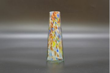 昭和レトロ　戦前　大正　置くだけでお部屋のアクセントになる古いマーブルガラス花瓶2個セット(六角、一輪挿し、花入、花器、硝子)(R-076619)
