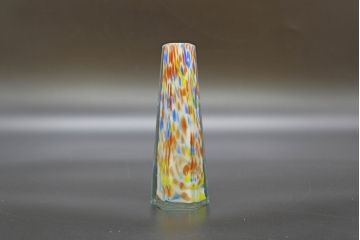 昭和レトロ　戦前　大正　置くだけでお部屋のアクセントになる古いマーブルガラス花瓶2個セット(六角、一輪挿し、花入、花器、硝子)(R-076619)