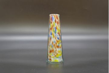昭和レトロ　戦前　大正　置くだけでお部屋のアクセントになる古いマーブルガラス花瓶2個セット(六角、一輪挿し、花入、花器、硝子)(R-076619)