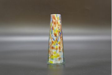 昭和レトロ　戦前　大正　置くだけでお部屋のアクセントになる古いマーブルガラス花瓶2個セット(六角、一輪挿し、花入、花器、硝子)(R-076619)