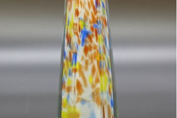 昭和レトロ　戦前　大正　置くだけでお部屋のアクセントになる古いマーブルガラス花瓶2個セット(六角、一輪挿し、花入、花器、硝子)(R-076619)