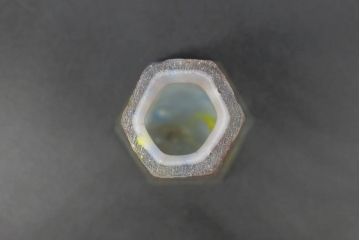 昭和レトロ　戦前　大正　置くだけでお部屋のアクセントになる古いマーブルガラス花瓶2個セット(六角、一輪挿し、花入、花器、硝子)(R-076619)