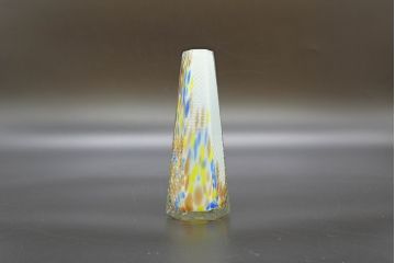 昭和レトロ　戦前　大正　置くだけでお部屋のアクセントになる古いマーブルガラス花瓶2個セット(六角、一輪挿し、花入、花器、硝子)(R-076620)
