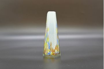 昭和レトロ　戦前　大正　置くだけでお部屋のアクセントになる古いマーブルガラス花瓶2個セット(六角、一輪挿し、花入、花器、硝子)(R-076620)