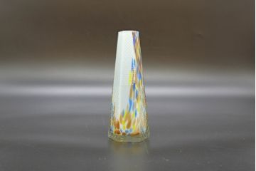 昭和レトロ　戦前　大正　置くだけでお部屋のアクセントになる古いマーブルガラス花瓶2個セット(六角、一輪挿し、花入、花器、硝子)(R-076620)
