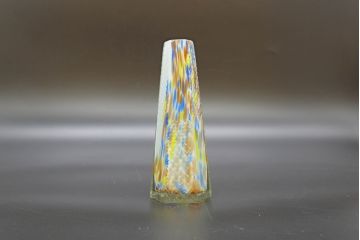 昭和レトロ　戦前　大正　置くだけでお部屋のアクセントになる古いマーブルガラス花瓶2個セット(六角、一輪挿し、花入、花器、硝子)(R-076620)