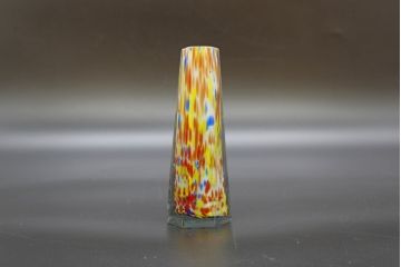 昭和レトロ　戦前　大正　置くだけでお部屋のアクセントになる古いマーブルガラス花瓶2個セット(六角、一輪挿し、花入、花器、硝子)(R-076620)