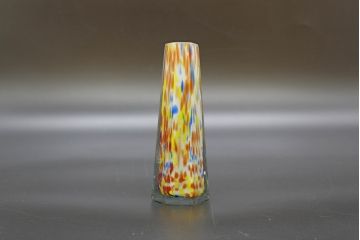 昭和レトロ　戦前　大正　置くだけでお部屋のアクセントになる古いマーブルガラス花瓶2個セット(六角、一輪挿し、花入、花器、硝子)(R-076620)