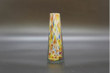 昭和レトロ　戦前　大正　置くだけでお部屋のアクセントになる古いマーブルガラス花瓶2個セット(六角、一輪挿し、花入、花器、硝子)(R-076620)