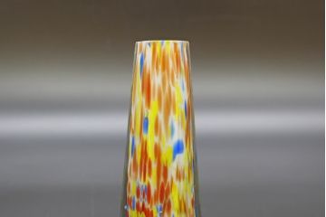 昭和レトロ　戦前　大正　置くだけでお部屋のアクセントになる古いマーブルガラス花瓶2個セット(六角、一輪挿し、花入、花器、硝子)(R-076620)